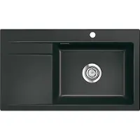 SYSTEMCERAM Spüle KeraDomo STEMA 86 SL in NIGRA Becken rechts mit Handbetätigung /