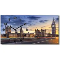 Tulup Wanduhr aus Glas – 60x30 cm - Glasbild - Glasuhr - Gehärtetes Glas - schwarze-zeiger - Big Ben London
