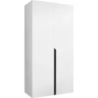 Mirjan 24 Kleiderschrank Mila 1 100, Schlafzimmer, Kleiderschrank, mit zwei Drehturen und mit Kleiderstange, Modern, Garderobenschrank (Farbe: Weiß + Schwarz)