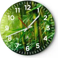 ARTTOR Wanduhr - Rund - Glasuhr - Bambus Pflanze - 30x30cm - Schleichendes Uhrwerk - Lautlos - zum Aufhängen bereit - Dekoration Modern - Wanddekoration aus Glas - C4AR30x30-3558