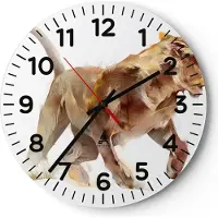 ARTTOR Wanduhr - Rund - Glasuhr - Tier Abstraktion - 40x40cm - Schleichendes Uhrwerk - Lautlos - zum Aufhängen bereit - Dekoration Modern - Wanddekoration aus Glas - C4AR40x40-3967