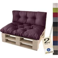 Sunnypillow Palettenkissen für Palettenmöbel - 2er Set - Palettenauflage 120 x 80 für Palettensofa - Palettenpolster für Garten, Gesteppte Kissen für Europaletten - Sitzkissen & Rückenkissen Violett