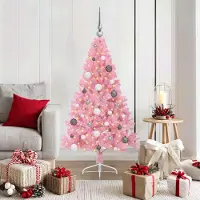 vidaXL "Schlussverkauf" Künstlicher vorbeleuchteter Weihnachtsbaum(1 pc) - Kunstbaum/Tannenbaum - Rosa 150 cm PVC C7824