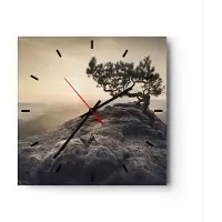 ARTTOR Wanduhr - Quadrat - Glasuhr - Alt Kiefer Berge - 30x30cm - Schleichendes Uhrwerk - Lautlos - zum Aufhängen bereit - Dekoration Modern - Wanddekoration aus Glas - C3AC30x30-4334