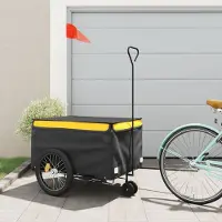 vidaXL Möbel Fahrradanhänger Schwarz und Gelb 45 kg Eisen - Fahrradanhänger &47830