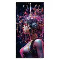 Wallario Design Wanduhr Verkabelte Realität aus Echtglas, Größe 30 x 60 cm