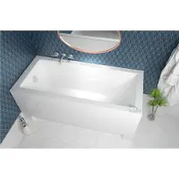 ECOLAM Badewanne Wanne Acryl Modern Design Rechteck 120x70 Schürze Füße Silikon Ablaufgarnitur Ab- und Überlauf GRATIS