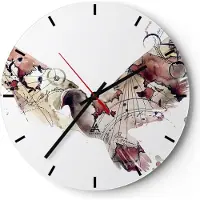 ARTTOR Wanduhr - Rund - Glasuhr - Vogel Abstraktion - 40x40cm - Schleichendes Uhrwerk - Lautlos - zum Aufhängen bereit - Dekoration Modern - Wanddekoration aus Glas - C3AR40x40-4109