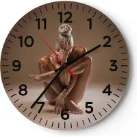 ARTTOR Wanduhr - Rund - Glasuhr - Nackt Frau Figur - 30x30cm - Schleichendes Uhrwerk - Lautlos - zum Aufhängen bereit - Dekoration Modern - Wanddekoration aus Glas - C4AR30x30-4775