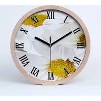 Tulup Holzuhr 30fi cm wanduhr - schwarze Spitzen - Gänseblümchen