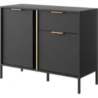 Masseno Kommode LORENZO 103 cm Sideboard mit 1 Schubladen und 2 Türen für Wohnzimmer Schlafzimmer Modern 103x40x81 cm Anthrazit / Anthrazit