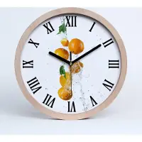 Tulup Holzuhr 30fi cm wanduhr - schwarze Spitzen - Orangen und Wasser