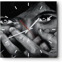 ARTTOR Wanduhr - Quadrat - Glasuhr - Graffiti Wand Farbe Malerei - 30x30cm - Schleichendes Uhrwerk - Lautlos - zum Aufhängen bereit - Dekoration Modern - Wanddekoration aus Glas - C3AC30x30-0459