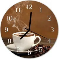 Tulup Glasuhr Wanduhr Küchenuhr Echt-Glas 30fi cm Kaffee braun