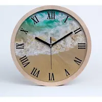 Tulup Holzuhr 25fi cm wanduhr - schwarze Spitzen - Strand und Meer
