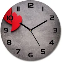Tulup Wanduhr aus Glas 30fi Glasbild Glasuhr Gehärtetes Glas - schwarze-zeiger - Red hearts