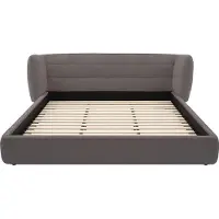 Vente-unique Bett 160 x 200 cm mit Kopfteil mit Seitenteilen - Bukla - Grau - LARUMO by Maison Céphy