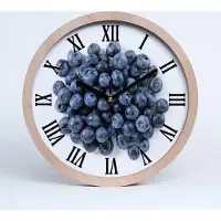 Tulup Holzuhr 25fi cm wanduhr - schwarze Spitzen - Blaubeeren
