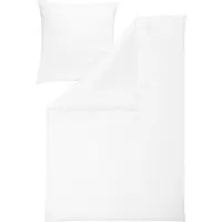 Estella Mako-Satin Uni Bettwäsche Valetta 155x220 cm + 80x80 cm weiss