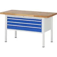 RAU Werkbank mit 4 XXL Schubladen - Vollauszug - 60:1 / 90:2 / 120:1 - 840 x 1.500 x 700 mm (HxBxT) - Traglast 1.250 kg - Buche