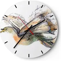 ARTTOR Wanduhr - Rund - Glasuhr - Vogel Fantasie Konzept - 40x40cm - Schleichendes Uhrwerk - Lautlos - zum Aufhängen bereit - Dekoration Modern - Wanddekoration aus Glas - C3AR40x40-3031