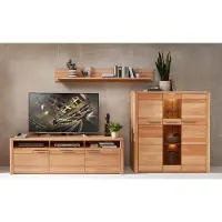 Lomadox TV-Lowboard, Wandboard, Highboard, Beleuchtung, Fronten Kernbuche massiv NEWTON-36