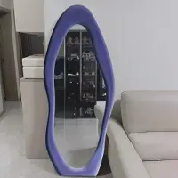 360Home Ganzkörperspiegel mit Polsterrahmen – Moderner, Freistehender Spiegel fürs Schlafzimmer, Wohnzimmer & Flur – Standspiegel 170 x 70 cm in Blau