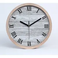 Tulup Holzuhr 30fi cm wanduhr - schwarze Spitzen - Holzuntergrund