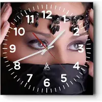 ARTTOR Wanduhr - Quadrat - Glasuhr - Orient weiblich modell dekoration - 30x30cm - Schleichendes Uhrwerk - Lautlos - zum Aufhängen bereit - Dekoration Modern - Wanddekoration aus Glas - C4AC30x30-2184