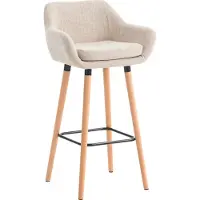 DELUKE Barhocker mit Lehne Creme VILO - Stoffbezug, 99x55x46cm | Barhocker mit Lehne Tresenhocker Barstuhl Küchenhocker Thekenhocker hoher Stuhl