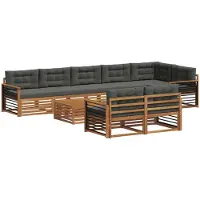 vidaXL Outdoor-Sofagarnitur 9 stk. Natur und Anthrazit