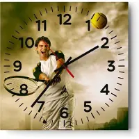 ARTTOR Wanduhr - Quadrat - Glasuhr - Aktivität Ball Wettbewerb - 40x40cm - Schleichendes Uhrwerk - Lautlos - zum Aufhängen bereit - Dekoration Modern - Wanddekoration aus Glas - C4AC40x40-2107