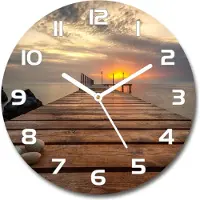 Tulup Wanduhr aus Glas 30fi Glasbild Glasuhr Gehärtetes Glas - weisse-zeiger - Wooden pier