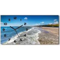 Tulup Wanduhr aus Glas – 60x30 cm - Glasbild - Glasuhr - Gehärtetes Glas - schwarze-zeiger - Ostsee