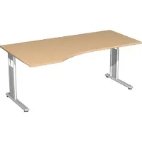 Geramöbel PC-Schreibtisch links höhenverstellbar, 1800x1000x680-820, Buche/Silber, S-617306-BS