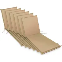 Sunnypillow 6 Stück Liegenauflagen 190 x 60 Auflage Polster für Gartenmöbel extra dick 9cm waschbar wasserdicht Polsterauflagen für Gartenliege Sonnenliege Liegestuhl Kissen Beige