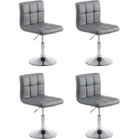 DELUKE 4er Set Barhocker BANGKO - Kunstleder Grau 44x49x74 cm | Barstuhl Höhenverstellbar Mit Lehne Drehbar Tresenhocker Tresenstuhl Kneipenhocker