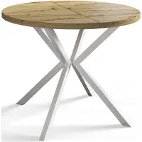 Alpi Möbel Alpi Moebel, Runder Esstisch Loft Liten, Modern Ausziehbarer Tisch 120-200 cm, Mattbraun mit Weiß Metallbeinen