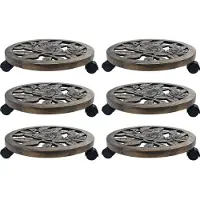 vidaXL "2026 Promotion" Pflanzenroller 6 Stk. - Blumenkasten - Bronze 38 cm - Kunststoff - Beete CC26650