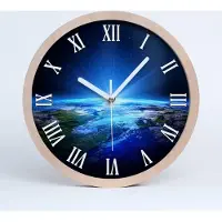 Tulup Holzuhr 25fi cm wanduhr - weiße Spitzen - Planet Erde