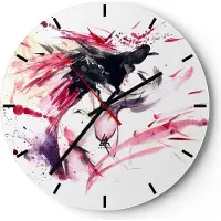 ARTTOR Wanduhr - Rund - Glasuhr - Abstraktion Gesicht Emotion weiblich - 40x40cm - Schleichendes Uhrwerk - Lautlos - zum Aufhängen bereit - Dekoration Modern - Wanddekoration aus Glas - C3AR40x40-3051