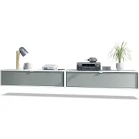 Vladon 2er-Set TV Board Lana 120, Germany, Lowboards je 120 x 29 x 37 cm mit viel Stauraum, Korpus in Weiß matt, Fronten in Graphit seidenmatt | Große Farbauswahl