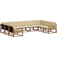 vidaXL Outdoor-Sofagarnitur 9 Stk. Natur und Beige