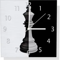 Wallario Design Wanduhr Schachfigur schwarz-weiß aus Aluverbund, Größe 30 x 30 cm