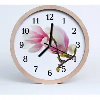 Tulup Holzuhr 30fi cm wanduhr - Magnolia Blume Blumen