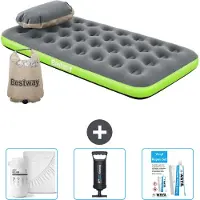 Bestway Luftmatratze – 1 Person – 99 x 188 x 22 cm – Grau/Grün – im Lieferumfang enthalten Zubehör