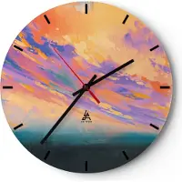 ARTTOR Wanduhr - Rund - Glasuhr - Menschen Wiese Natur - 30x30cm - Schleichendes Uhrwerk - Lautlos - zum Aufhängen bereit - Dekoration Modern - Wanddekoration aus Glas - C3AR30x30-3845