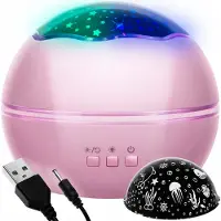 Izoxis 2In1 Nachtlicht Mit Himmel Und Sternenprojektor Rotierend Rosa 4 Farben
