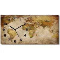 Tulup Wanduhr aus Glas – 60x30 cm - Glasbild - Glasuhr - Gehärtetes Glas - schwarze-zeiger - Politische Karte