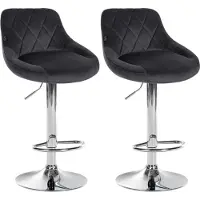 CLP 2er Set Barhocker Lazio Samt chrom dunkelgrau
